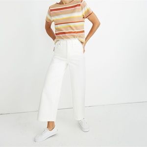 MADEWELL Slim Wide Leg Crop Jean in True White Sz 30